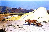 Jean-Leon Gerome Lioness and Her Cubs painting